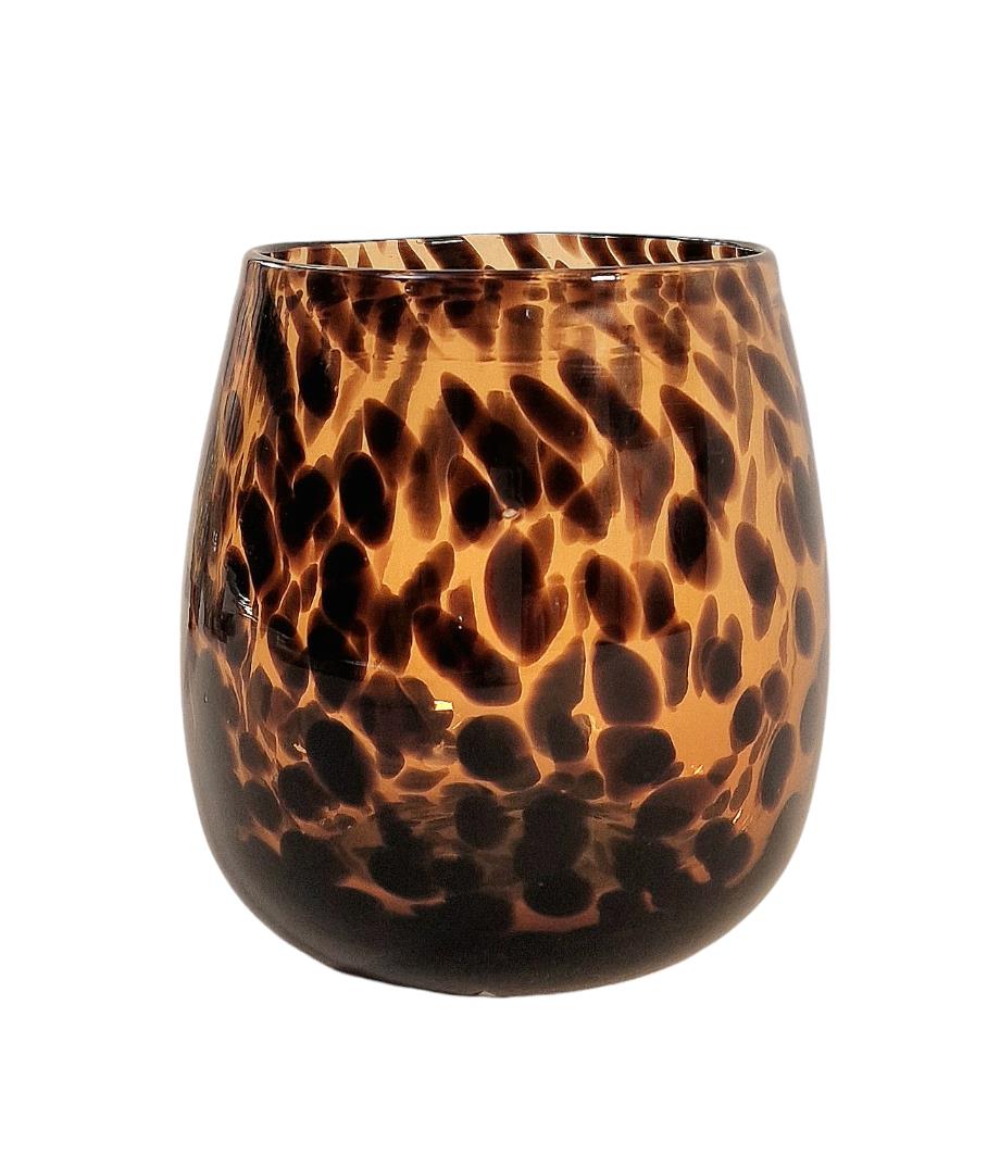 Leopard Print Glass Vase 13cm-0