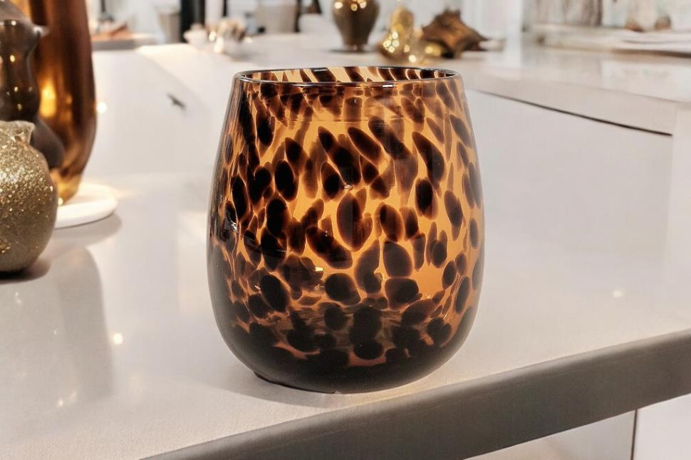 Leopard Print Glass Vase 13cm-3
