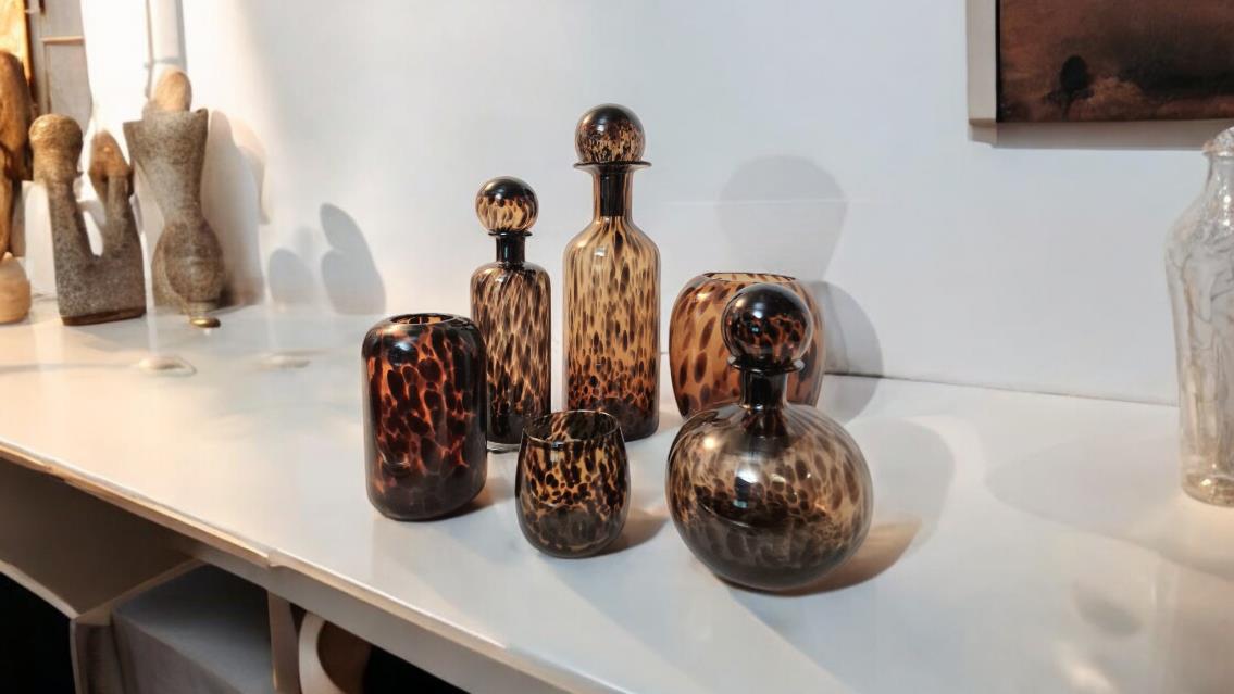 Leopard Print Glass Vase 13cm-5