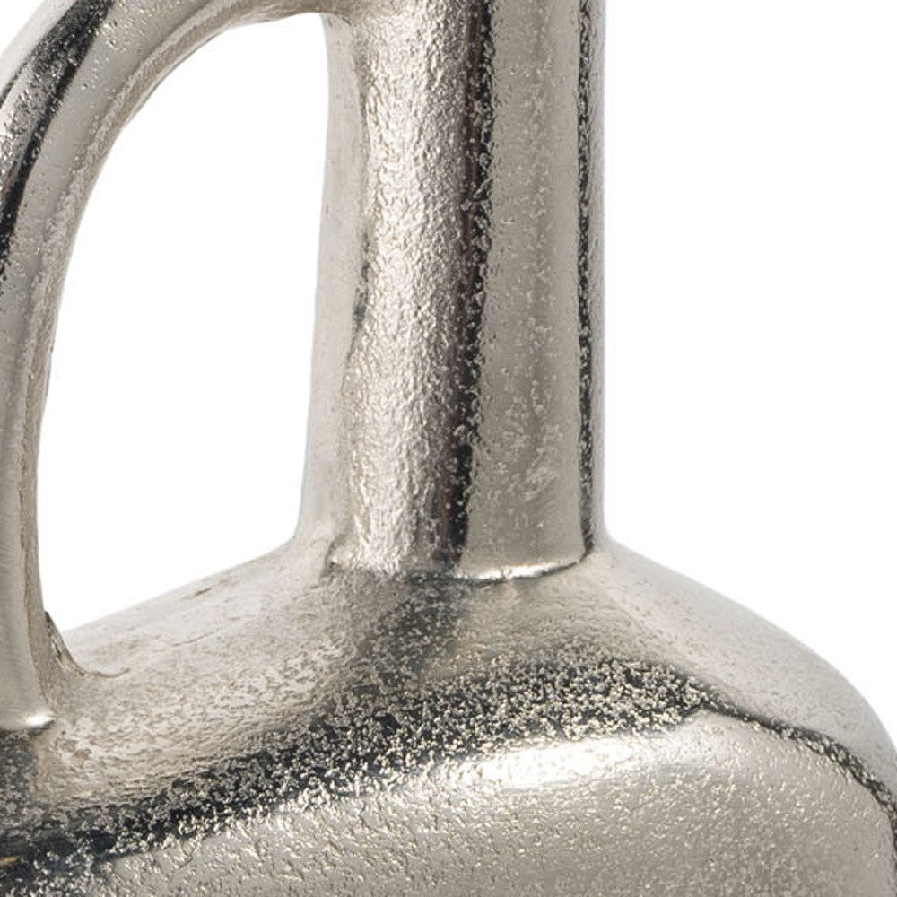 14" Silver Aluminum Jug Table Vase-7