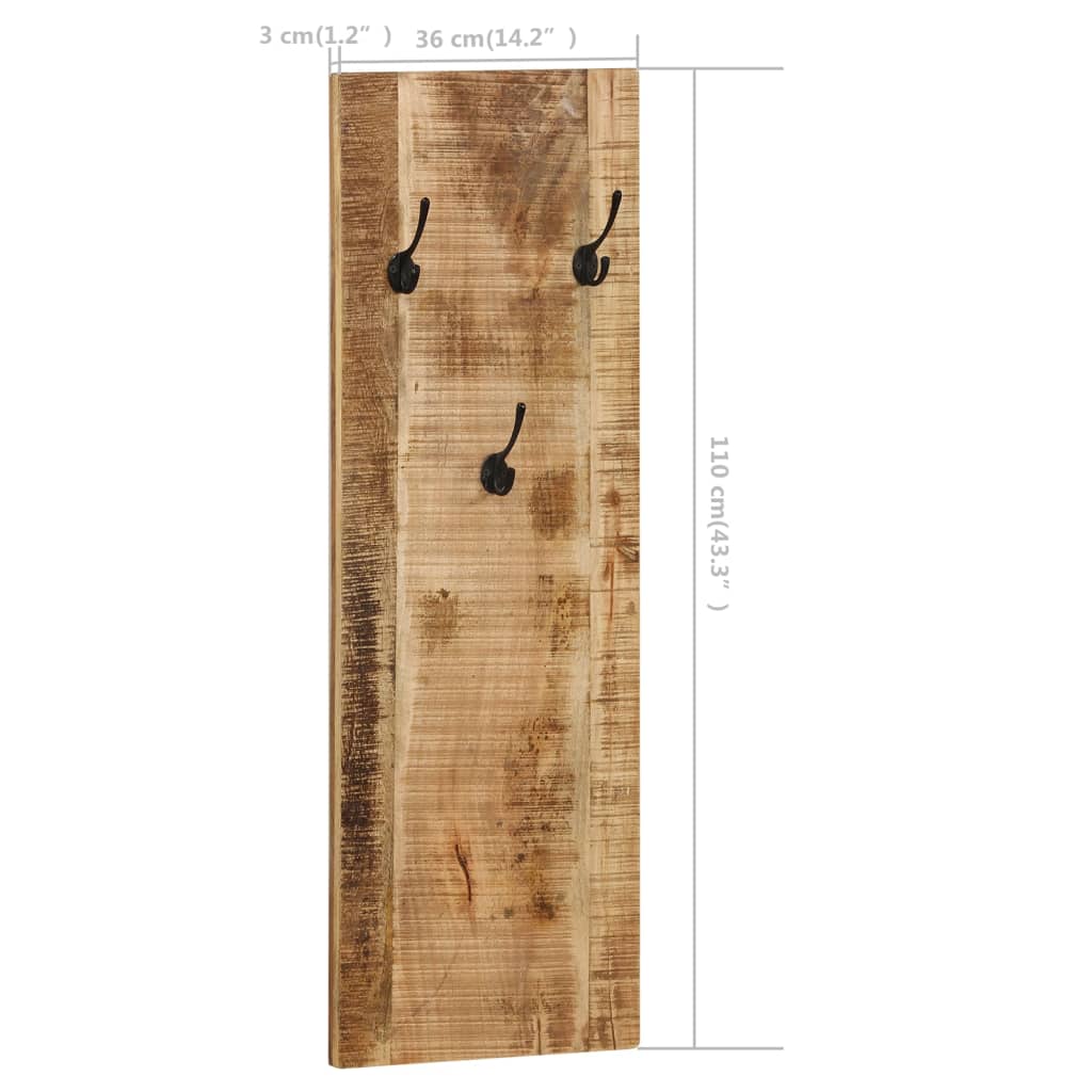 vidaXL Wall-mounted Coat Racks 2 pcs Solid Mango Wood 14.2"x43.3"x1.2"-0